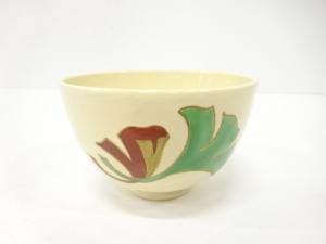 隆山造　金彩色絵　銀杏　茶碗